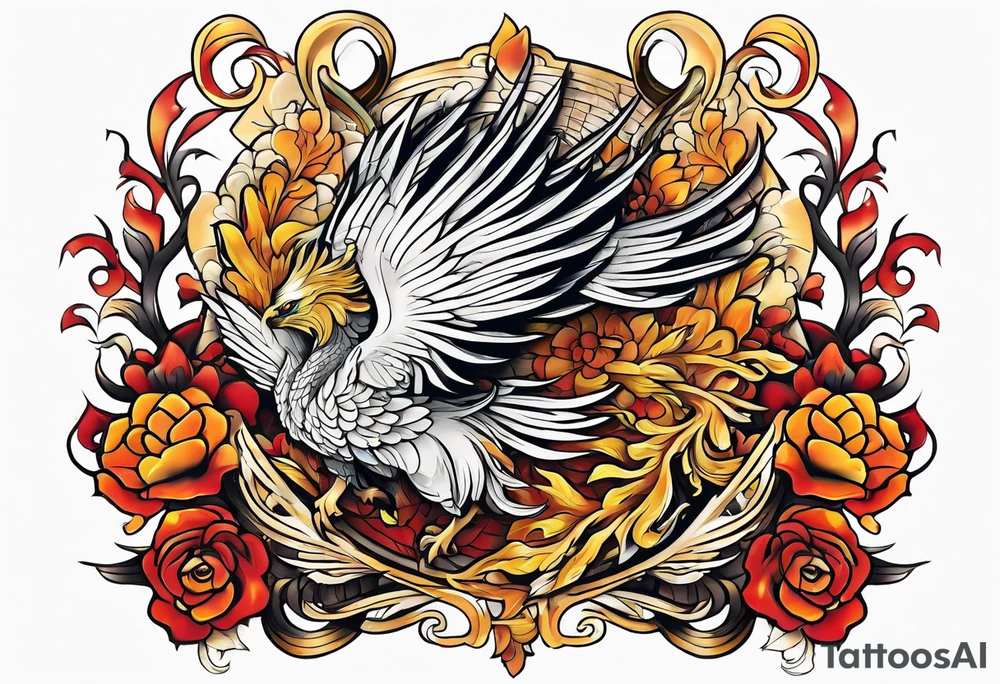 traditional Japanese phoenix no background tattoo idea