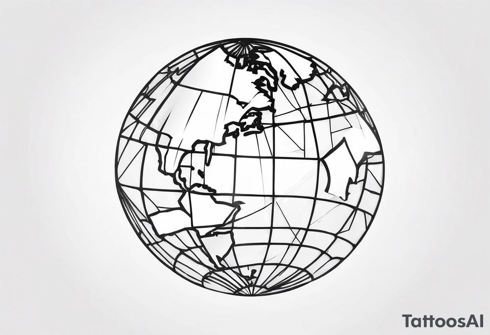 spherical world map breaking glass tattoo idea