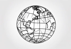 spherical world map breaking glass tattoo idea