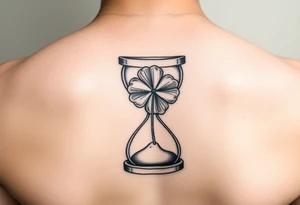 4 leaf clover growing in a hourglass tattoo idea