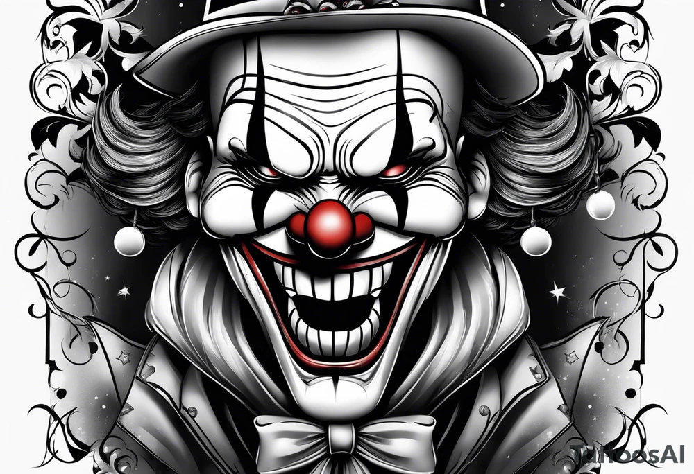 Evil clown gangster tattoo idea