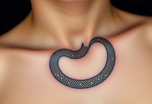 A celestial Ouroboros with shimmering golden and silver patterns, embedded with tiny constellations across its body. tattoo idea