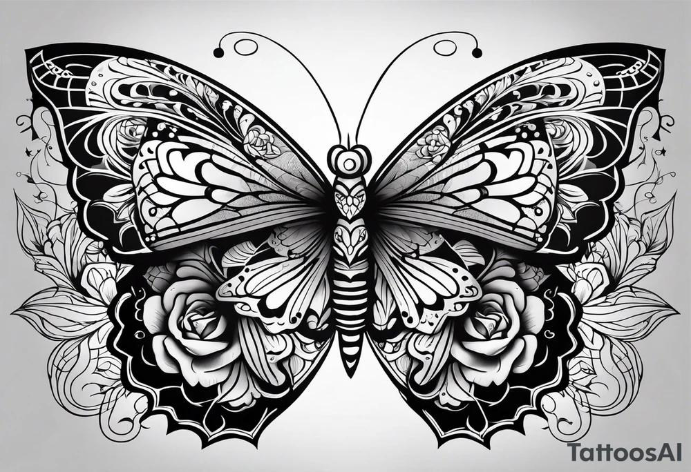 day of the dead butterfly tattoo idea