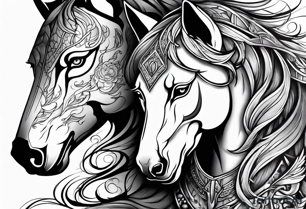 Wolf and horse tattoo idea