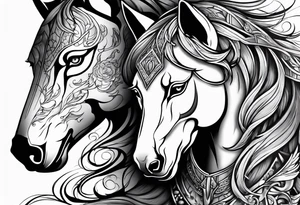 Wolf and horse tattoo idea