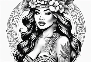 dancing hula girl with ukulele tattoo idea