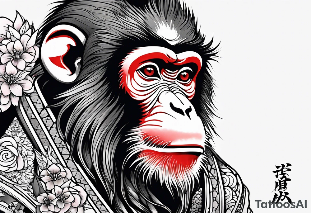 traditional japanese art monkey tattoo idea