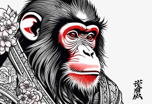 traditional japanese art monkey tattoo idea