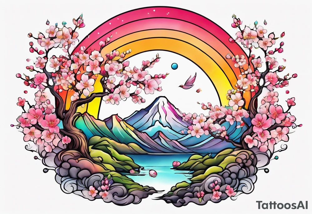 Cherry blossom rainbow tattoo idea