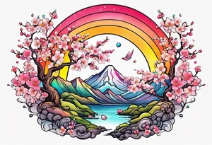 Cherry blossom rainbow tattoo idea