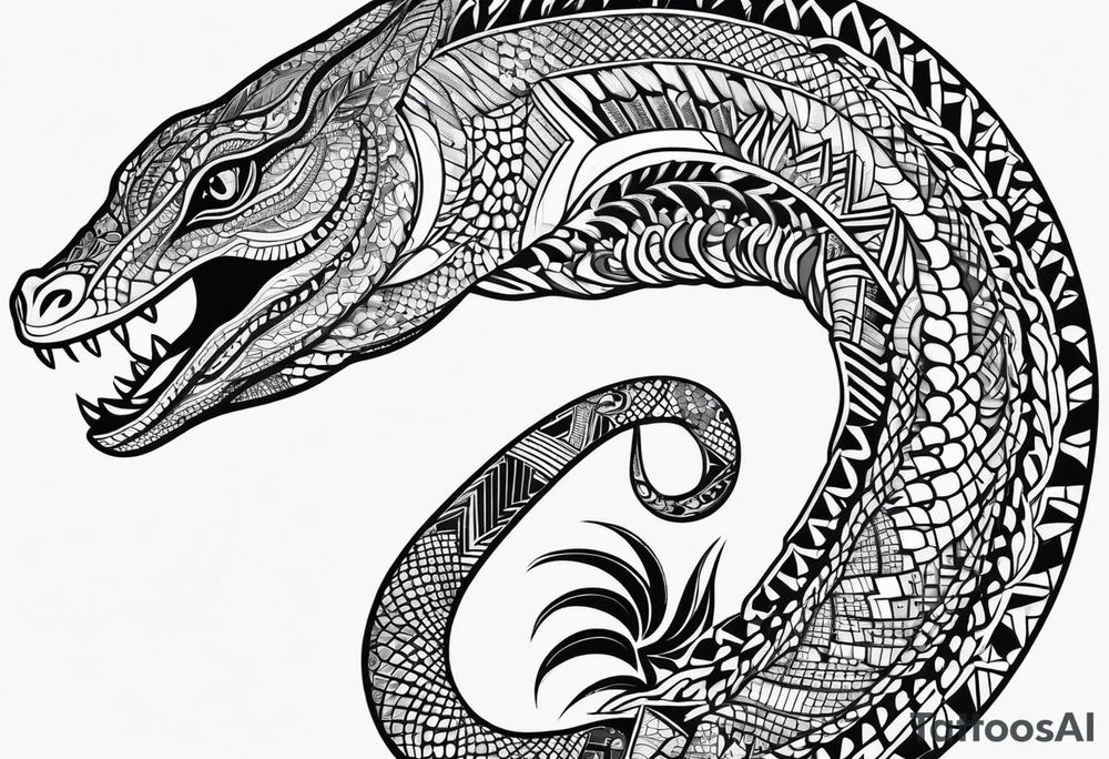 Aboriginal style goanna full body tattoo idea