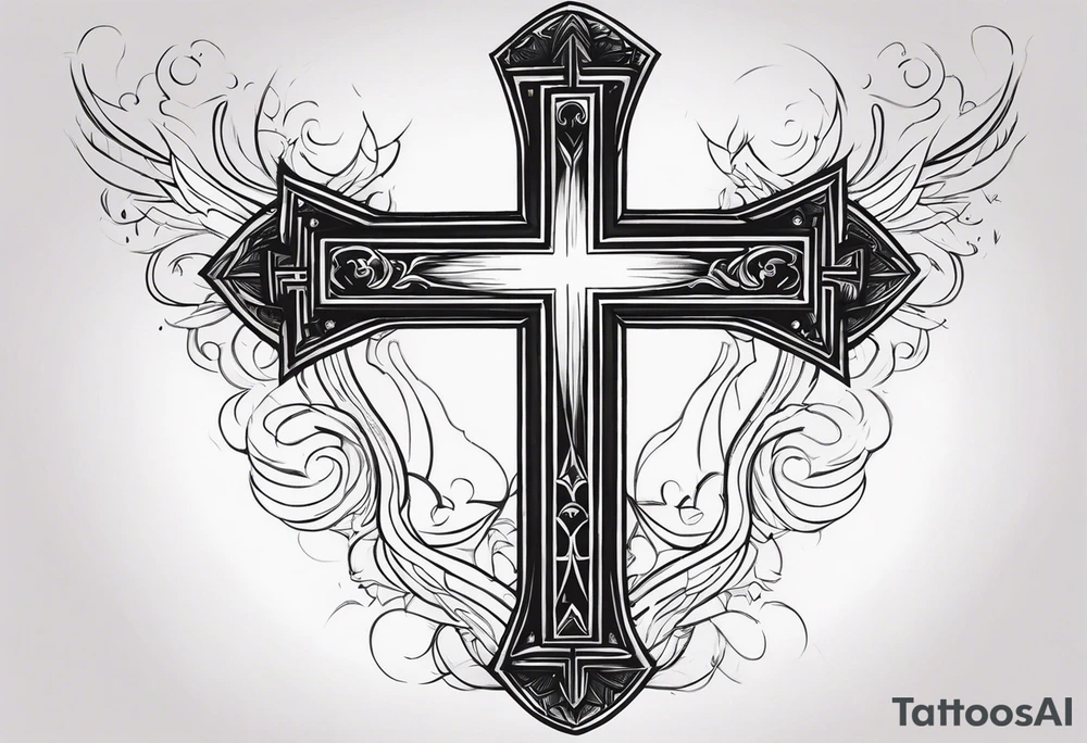 Simple cross and lightning tattoo idea