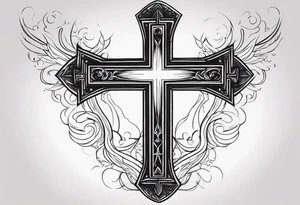 Simple cross and lightning tattoo idea