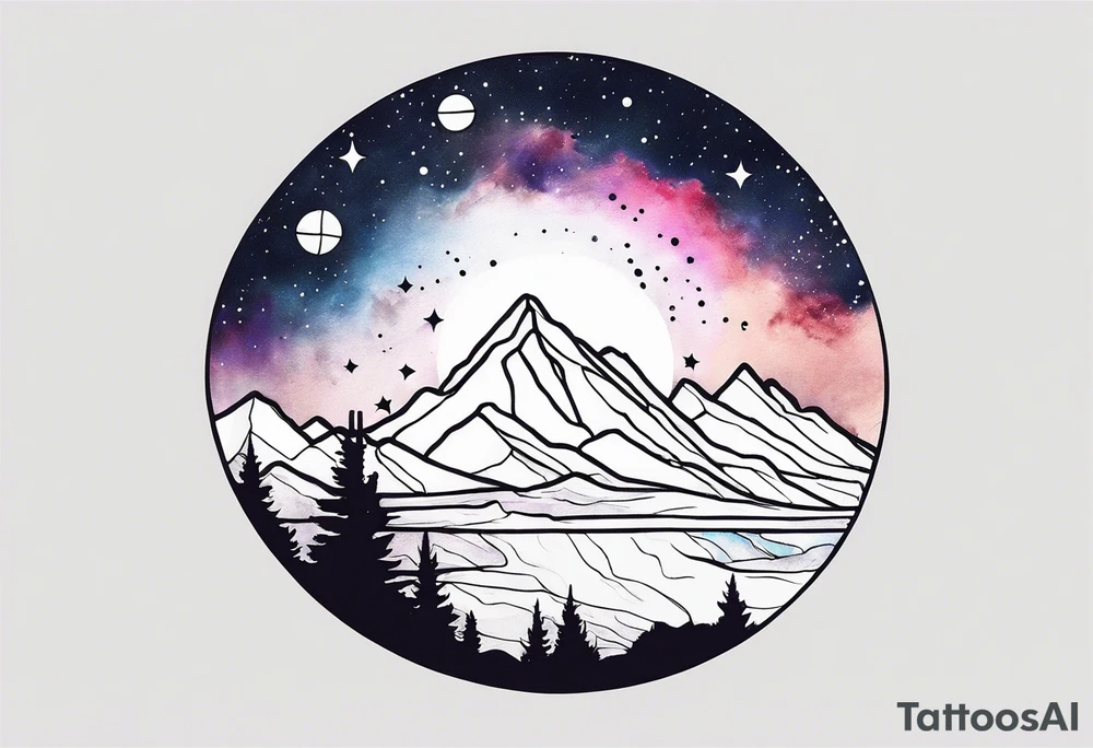 Galaxy sky with Arizona landscape tattoo idea