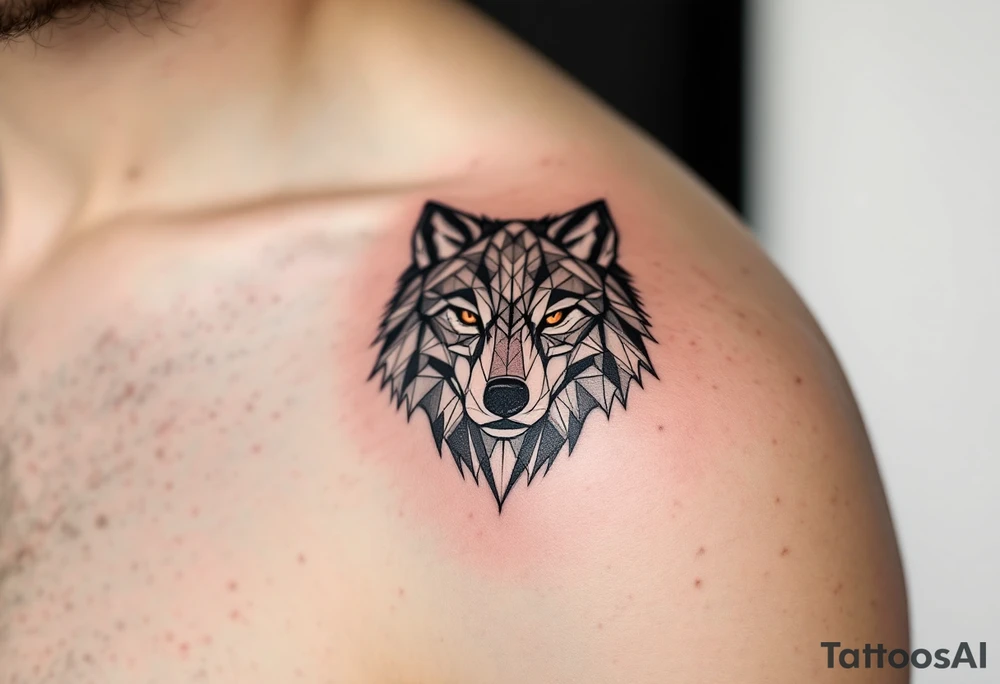 wolf face tattoo idea