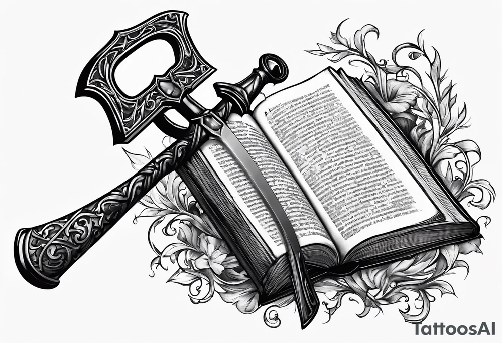 The symbol of Matthias a open Bible and a battle Axe tattoo idea