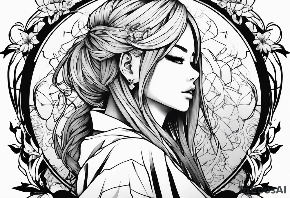 anime girl tattoo idea