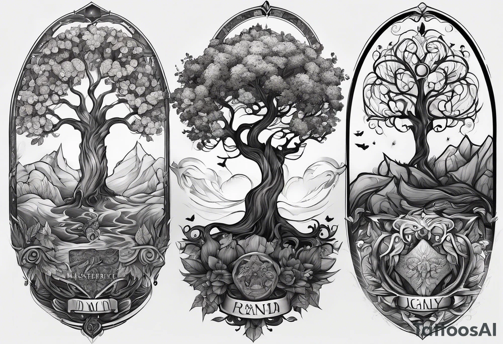 Family tree with names for a forearm of a man tattoo idea
