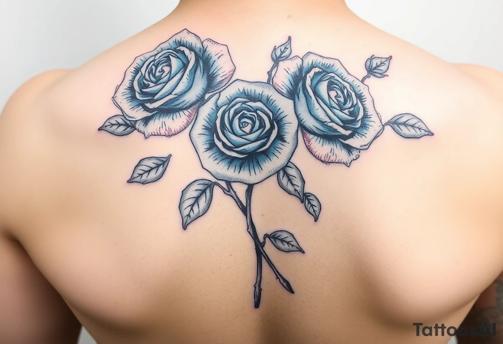 Blue roses, water, cartoon tattoo idea