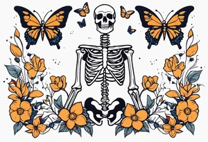 full body skeleton in pieces

 flowers and butterflies
simple design minimal sketch tattoo idea