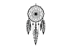 skinny dreamcatcher with feathers tattoo idea