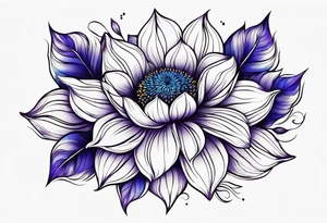 Blue yellow and purple sunfloflowers arm sleeve tattoo idea