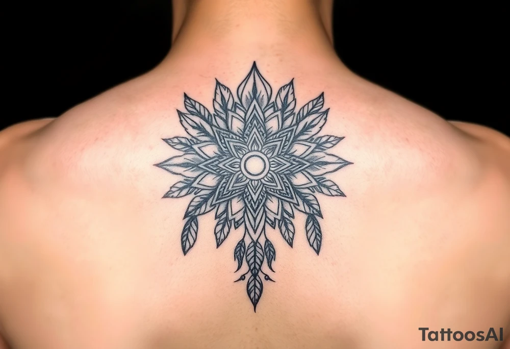 spiritual feathers ornamental mandala shaman tattoo idea