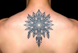 spiritual feathers ornamental mandala shaman tattoo idea