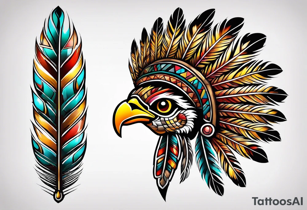 Aztec turkey feather tattoo idea