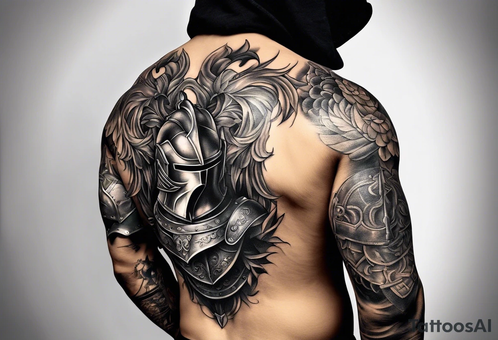 knight
 in heavy armor full body tattoo idea