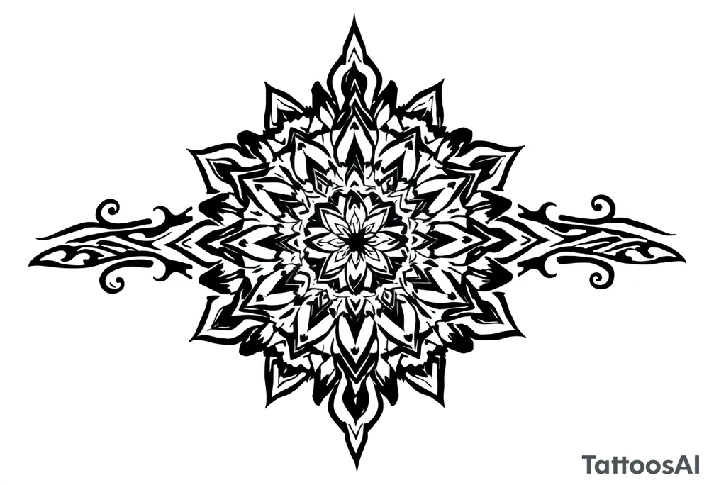 long mytical mandala with ancient rhyme tattoo idea