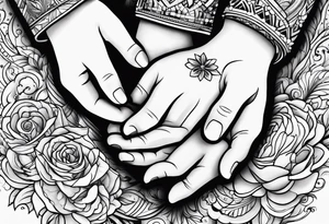 Mom dad holding baby hand tattoo idea
