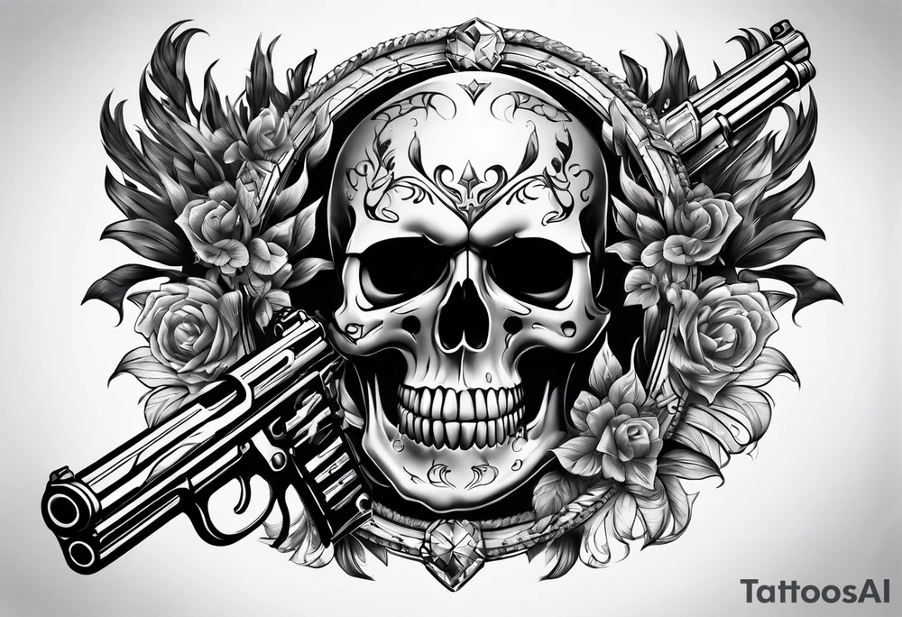 skull and fire arms tattoo idea