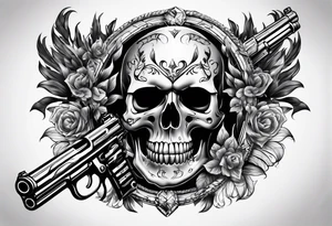 skull and fire arms tattoo idea