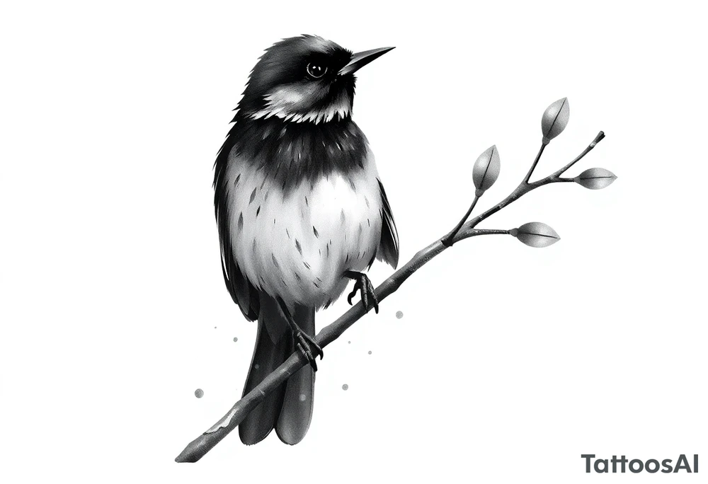 Male European Blackbird on a branch tattoo idea tattoo idea