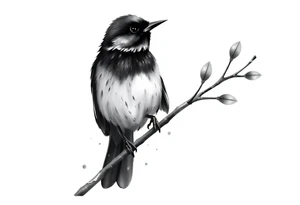 Male European Blackbird on a branch tattoo idea tattoo idea