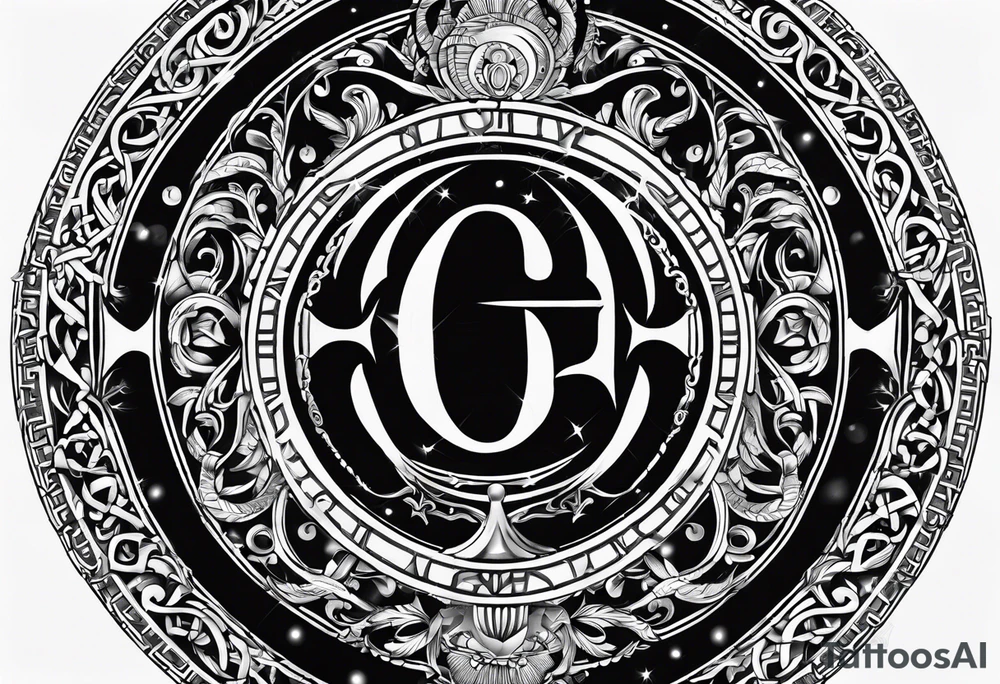 Greek Capital Letter Omega symbol black magic style tattoo idea
