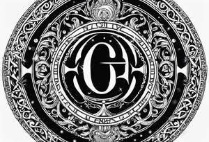 Greek Capital Letter Omega symbol black magic style tattoo idea