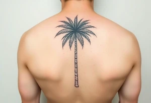 palm tree, on the see with beachparty vibes tattoo idea