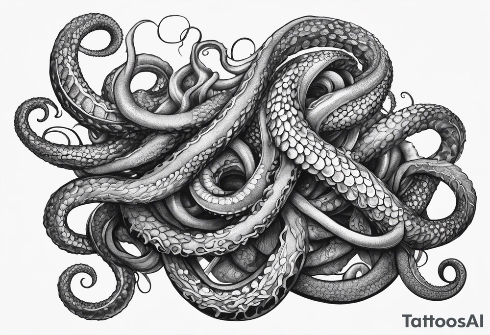 natural real entwined tentacle tattoo idea