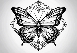 Simple butterfly on Indra's diamond network background tattoo idea