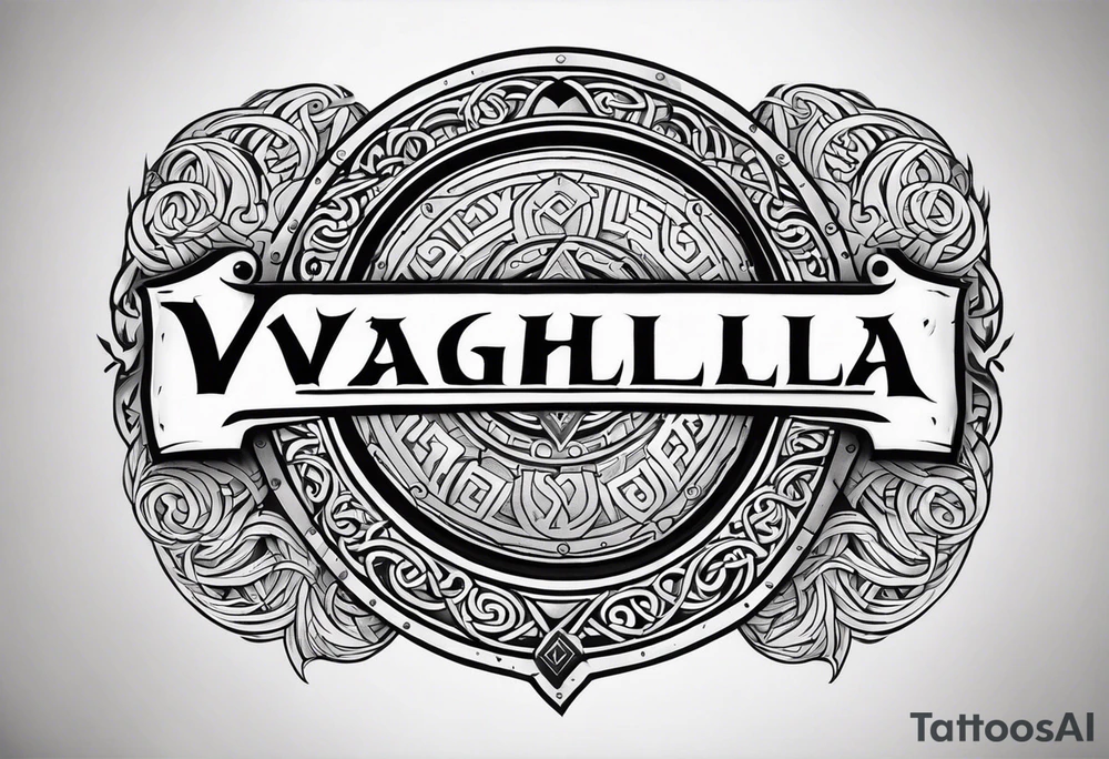 Valhalla viking gods shield tattoo idea