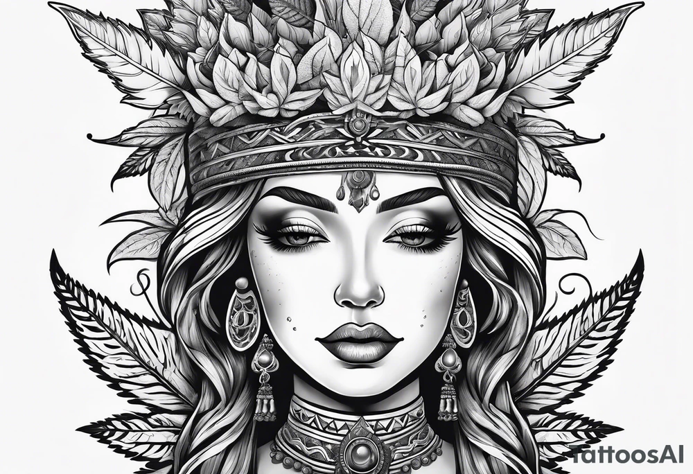 Goddess of marijuana tattoo idea