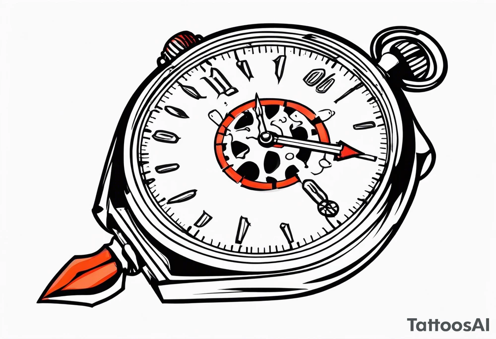 Stopwatch hanging from  a sword tattoo idea