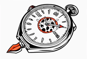 Stopwatch hanging from  a sword tattoo idea