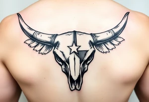 Longhorn skull with Texas flag tattoo idea
