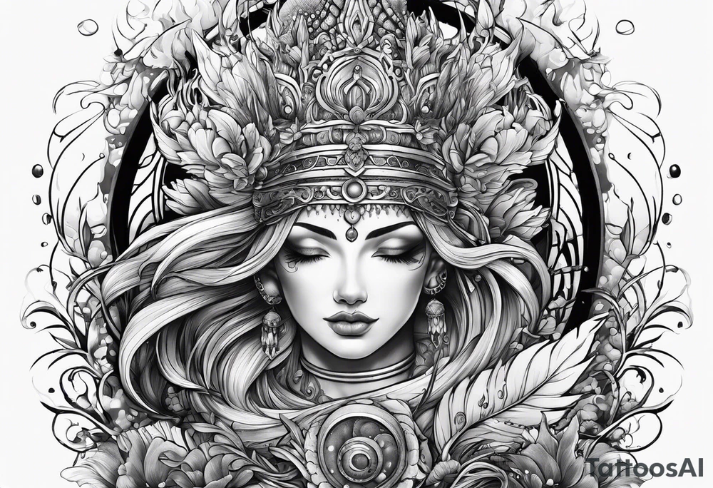 Neptun mit ganzen Körper im Wasser stehend tattoo idea