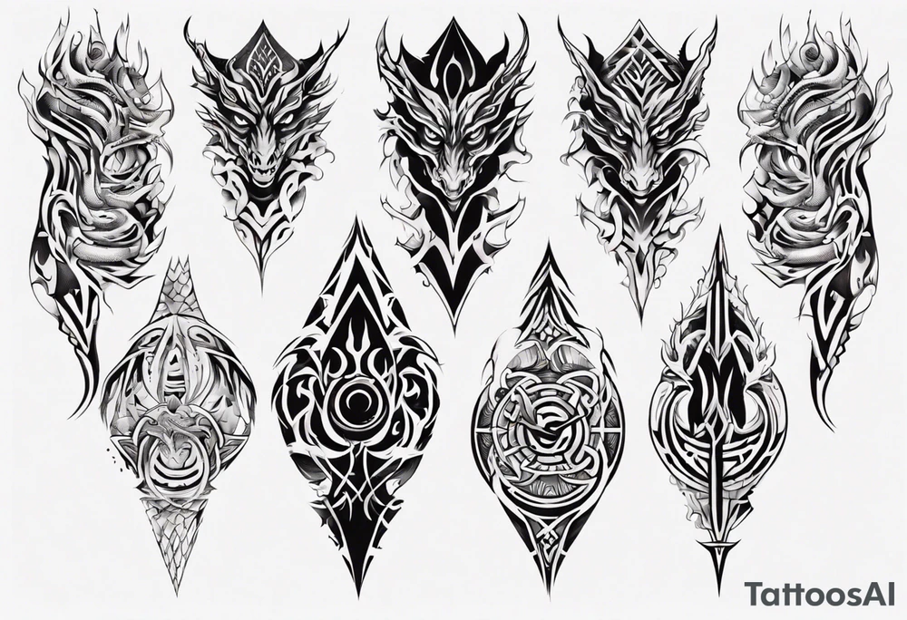 Dragon scale symmetrical tattoo idea