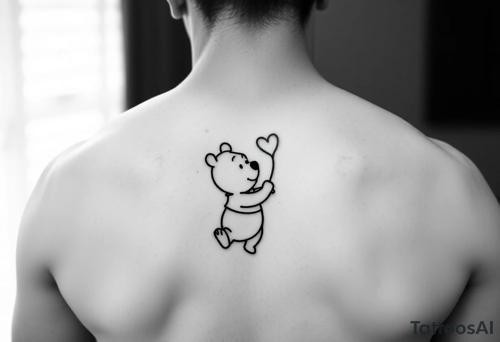 Winnie the pooh with a heart balloon tattoo idea
