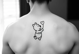 Winnie the pooh with a heart balloon tattoo idea